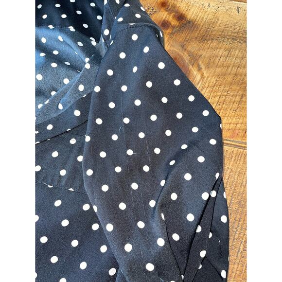 Womens Kut From The Kloth Black‎ White Polka Dot Long Sleeve Blouse Pockets M - Picture 10 of 10